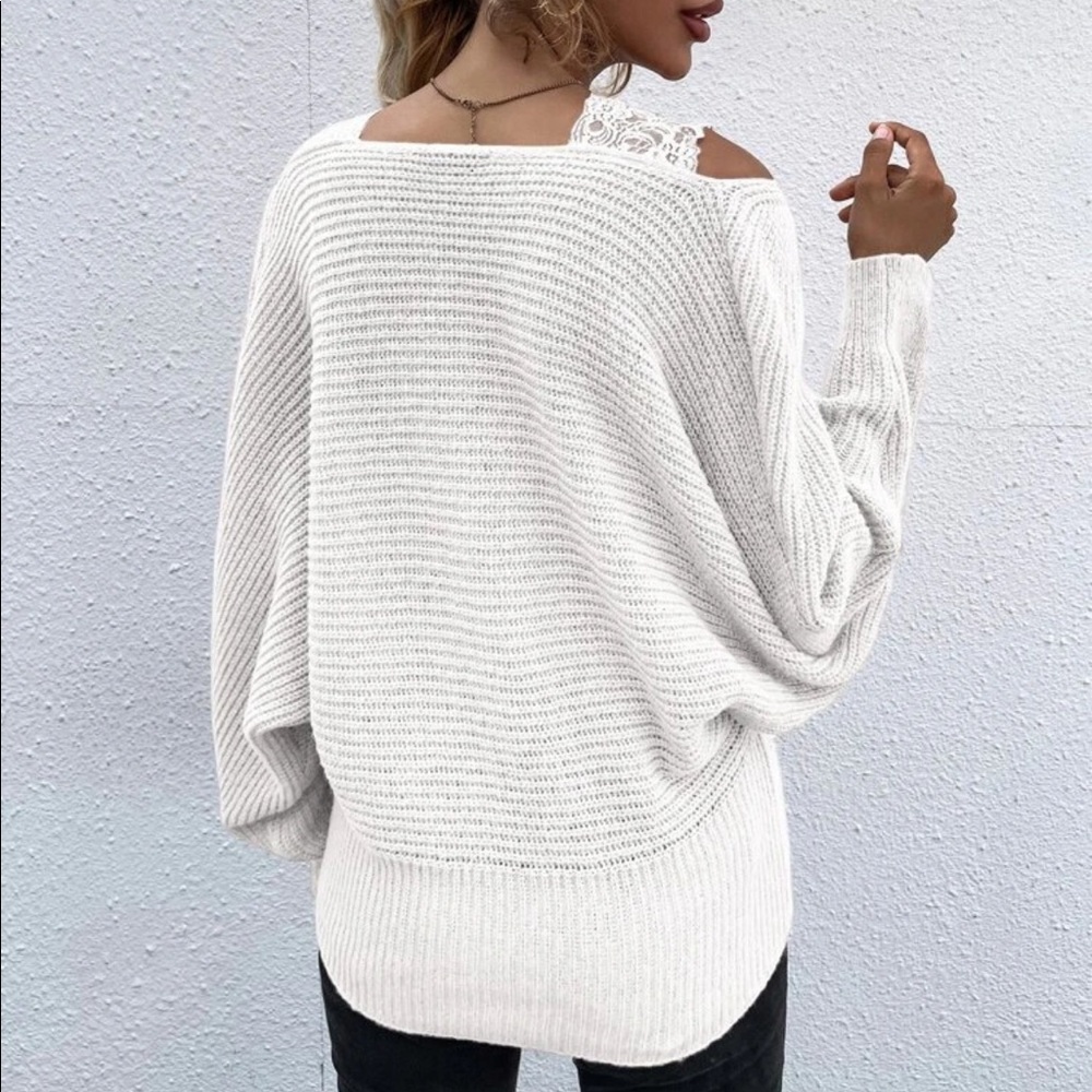 Cold shoulder dolman sleeve sweater gray - Picture 5 of 15